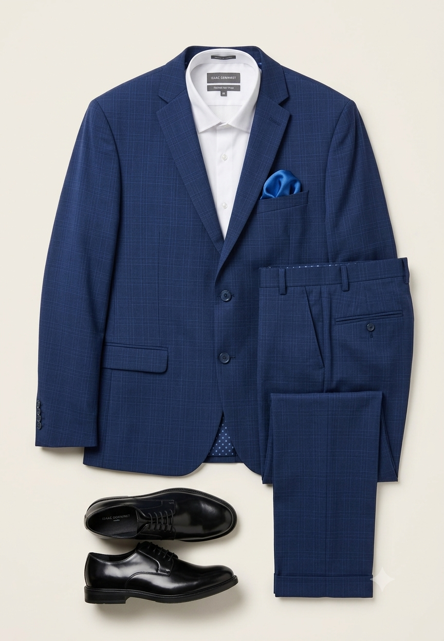 Isaac Dewhirst Anzug “Texture Suit Plus”, Gr. 58 – blau