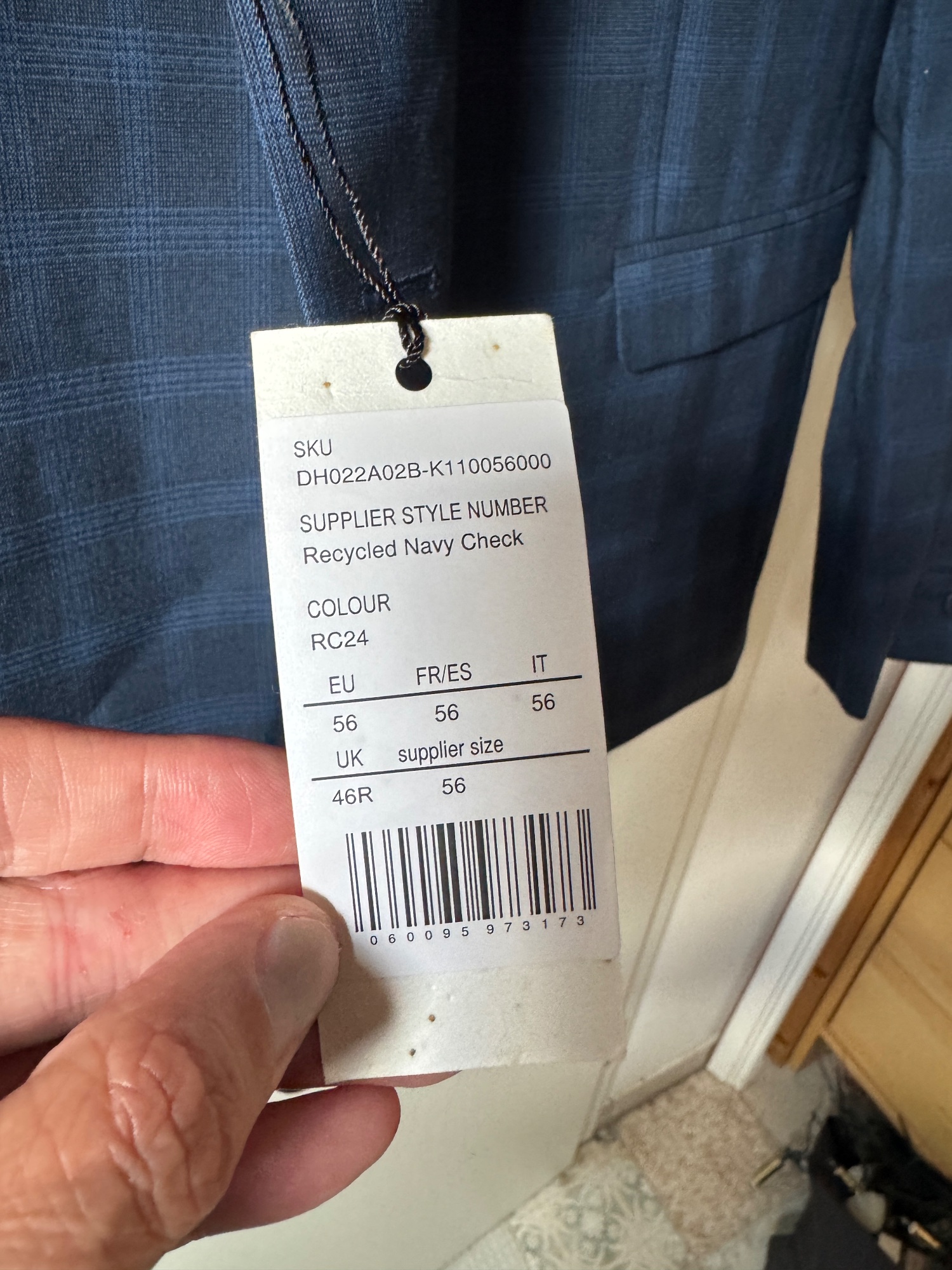 Isaac Dewhirst Anzug “Recycled Check”, Gr. 56 – dunkelblau