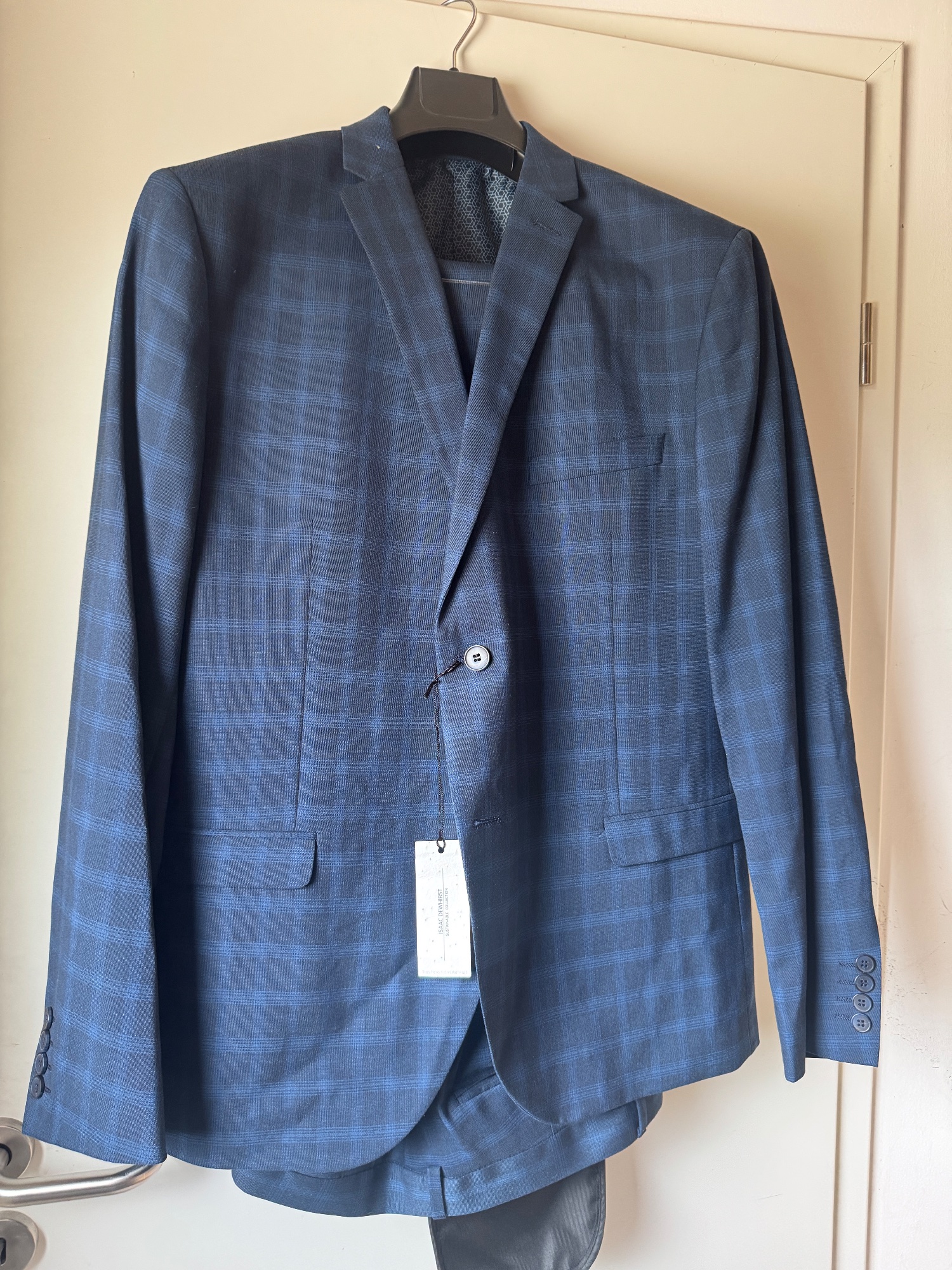 Isaac Dewhirst Anzug “Recycled Check”, Gr. 56 – dunkelblau