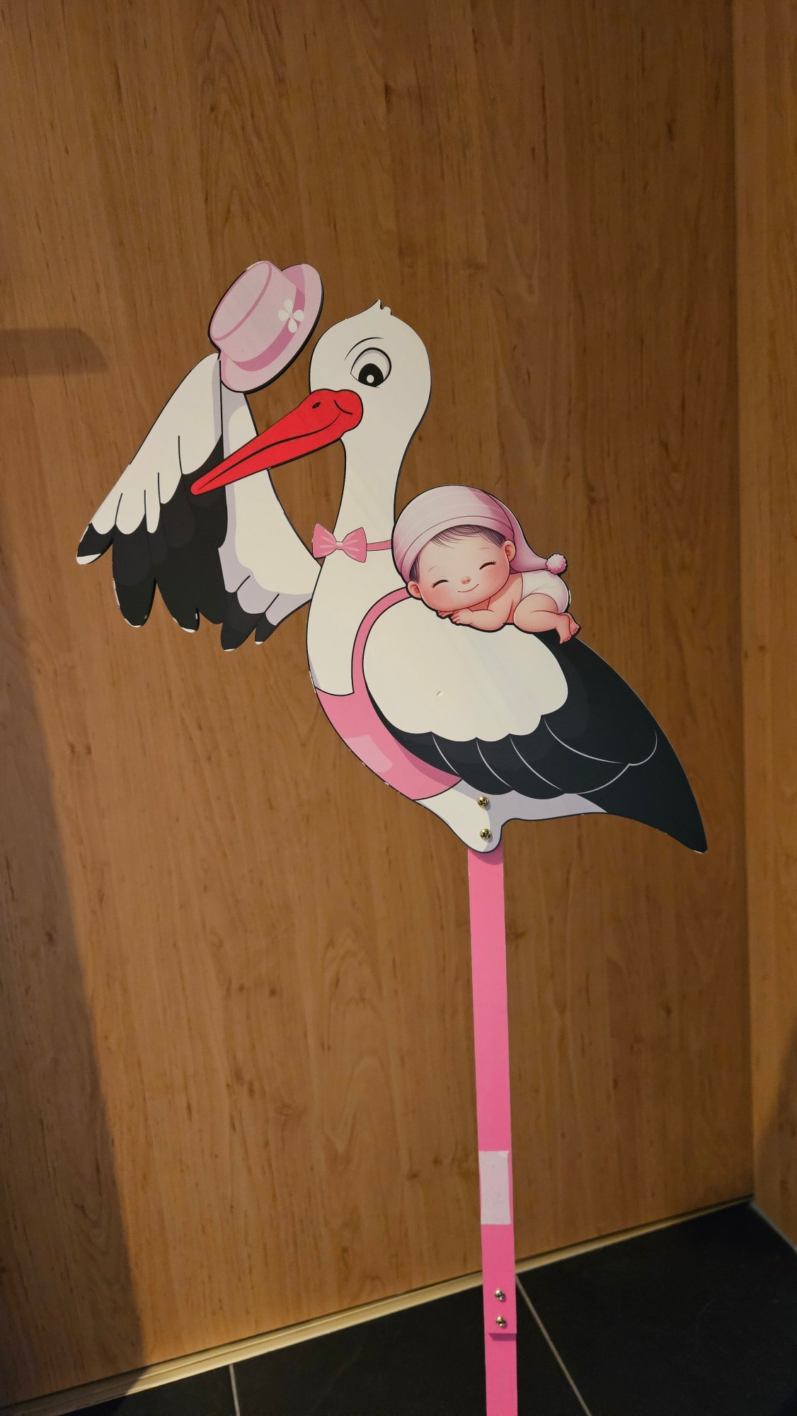 Storch Geburtsanzeige Schild Mädchen