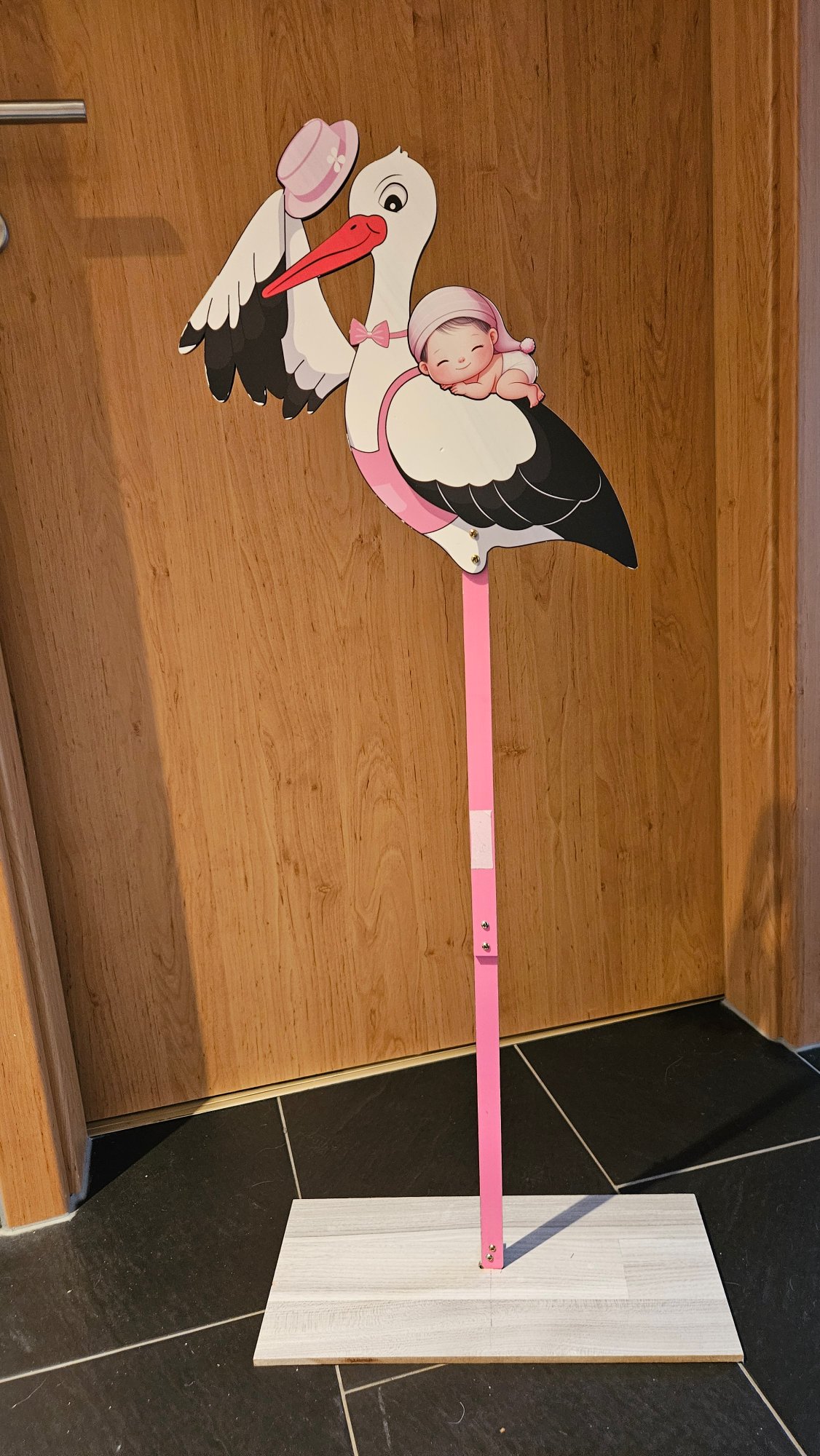 Storch Geburtsanzeige Schild Mädchen