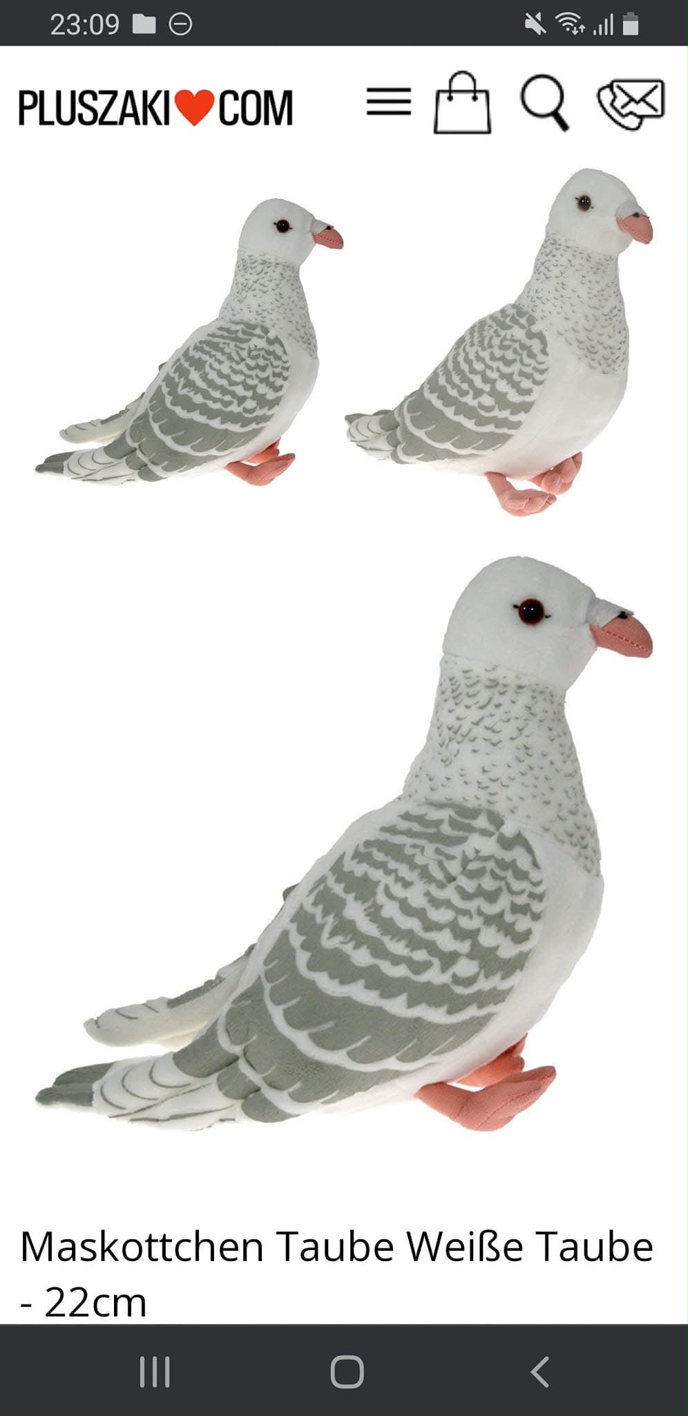 Taube Vogel Stofftier Plüschtier
